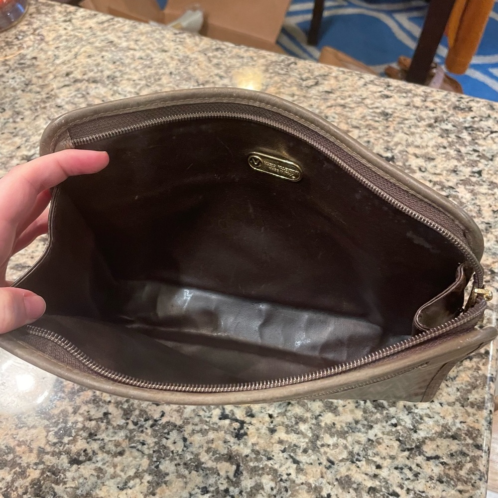 EUC Authentic Mario Valentino Brown PVC Logo Pouch Made in Italy VTG Clutch Bag! - Picture 9 of 11